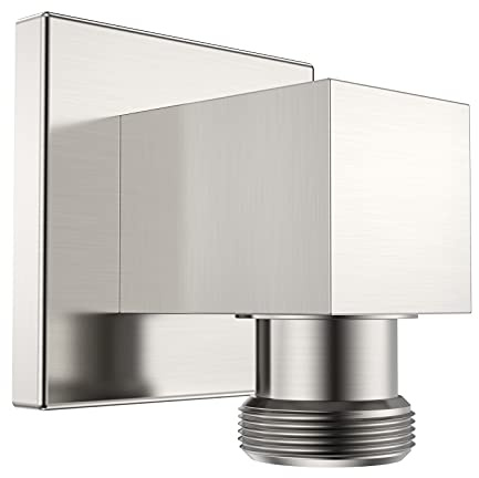 Lavatrum Wall Mounted Supply Elbow - Solid Brass Square Wall Supply Elbow With Check Valve (Square, Brushed Nickel)