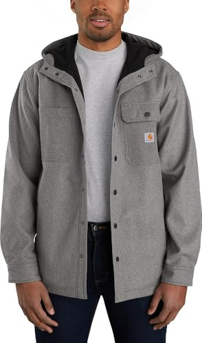 Carhartt Rain Defender Relaxed Fit Heavyweight Hooded Shirt Jac, Black Heather, S Uomo