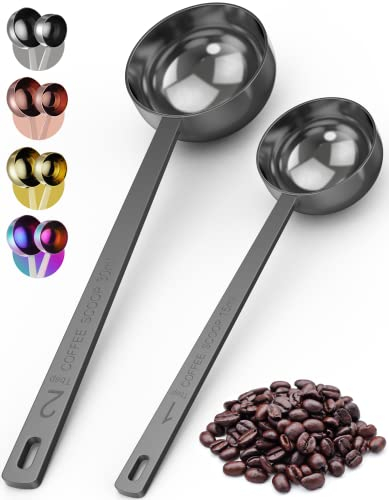 ORBLUE Cucharas Medidoras de Acero Inoxidable para Echar Café, Set de 2 (Black)