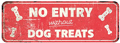 D&D Home, Warnschild Achtung vor dem Hund, 40 x 13 x 0,3 cm, englische Version, roter Hintergrund, rostbeständiges Metallschild mit lustigem Text
