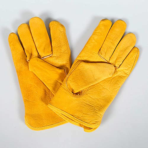 FLYIFE Schutzhandschuhe 1/2/5/10/20 Paar Arbeitshandschuhe Leder Rindsleder für Autofahren/Garten/Schneiden/Bauen/Bauernhof/Motorrad Herren and Damen Mechaniker Handschuhe