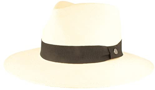 Breiter ORIGINAL Panamahatt, halmhatt, sommarhatt, med UV-skydd 50+, läderband-set, silikonförstärkning, tillverkad i Ecuador, band svart, 62/63 cm