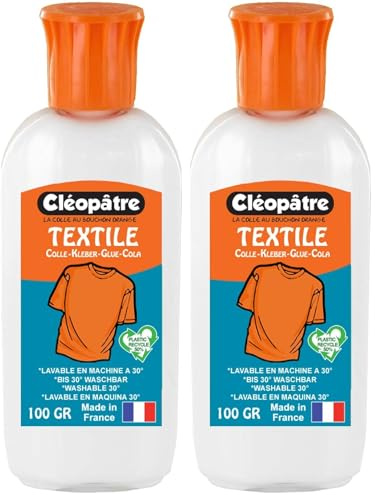 Cléopâtre - LCC16-100X - Cléo'Textile - Colle avec Embout de précision Transparente pour textiles - Flacon 100 g BLANC (Lot de 2)