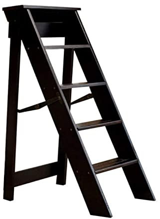 GCCSSBXF Escabeau pliable en bois avec 5 marches Noir