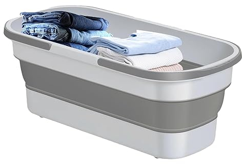 Youding Cubo para fregona, 1200 ml, Plegable para Fregadero con Ruedas y 2 Asas, Lavado portátil, cubo de Limpieza Rectangular Multiusos