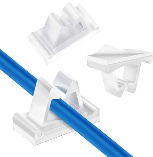 Kcmell 50 Pieces Cable Clips, Self Adhesive Cable Management Outdoor Light Wire Holder Clips, Cable Organisers Sticky Wire Tidy Clips for Car, Office, Desktop, Home (White)