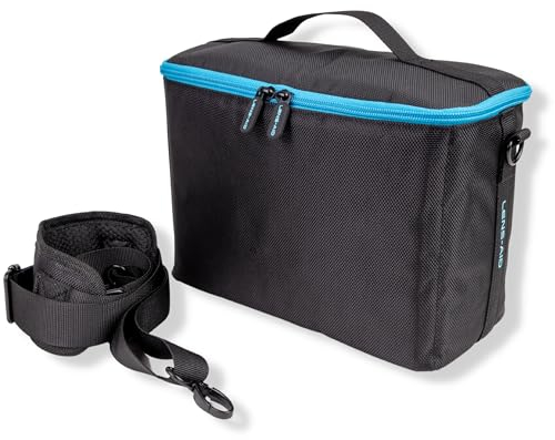 LENS-AID Kameratasche mit Gurt: Kompakter Kamerabeutel für z.B. DSLR Spiegelreflex als Umhängetasche oder Inlay für Rucksack