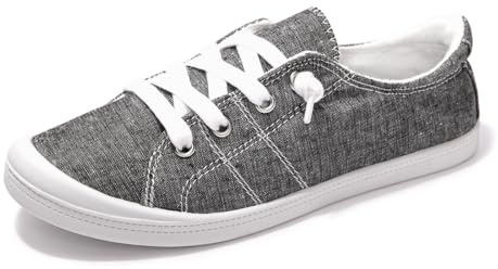 Women's Slip-On Canvas Sneakers, Low Top Walking Shoes Dark Grey