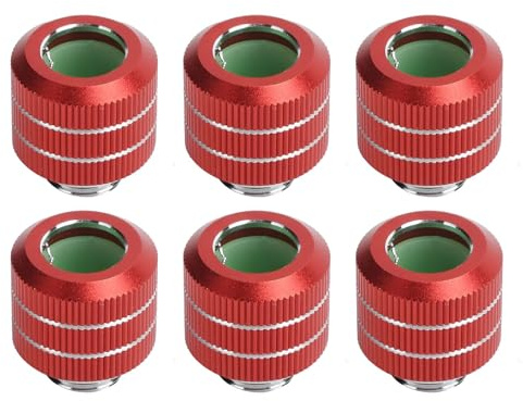 Osprey, Confezione da 6 raccordi a compressione da filettatura G1/4 a OD 16 mm, raccordi in ottone e lega di alluminio, per sistemi di raffreddamento ad acqua per computer, con adattatori anti-off,