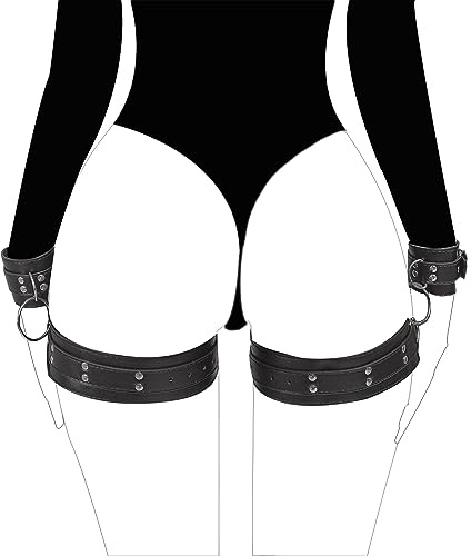 PIIKNUO Sex Bondage Leder Handschellen Fesseln Sex Set Sex Spielzeug für Paar Hand und Oberschenkel Fesselset Fetich Fessel Bondageset Leder Restraint für Liebhaber Paare Anfänger