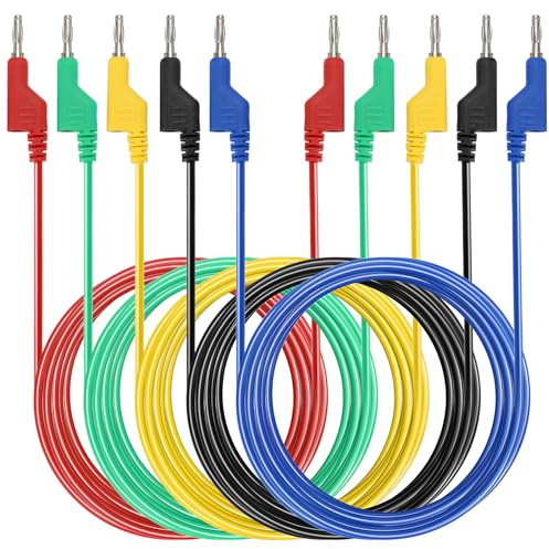 IGNPION Câble de test en silicone souple banane à fiche banane, longueur 2M | 5pcs, 4mm, Câble de test pour multimètre, 1000V/15A