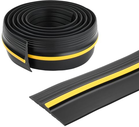 Granvoo Joint Porte Garage Universelle 3m, Seuil Porte Garage en Caoutchouc, Isolation Porte de Garage, Caoutchouc Résistant Aux Intempéries Diy Remplacement de Décapage (3m, Noir)
