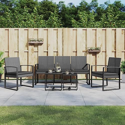 ULUYYUC 5-TLG. Garten-Essgruppe, Eckbankgruppe Gartenmöbel Set Stehtisch Gartenstühle Geeignet für Garten Hinterhof Außenbereich Balkon mit Kissen Dunkelgrau PP-Rattan