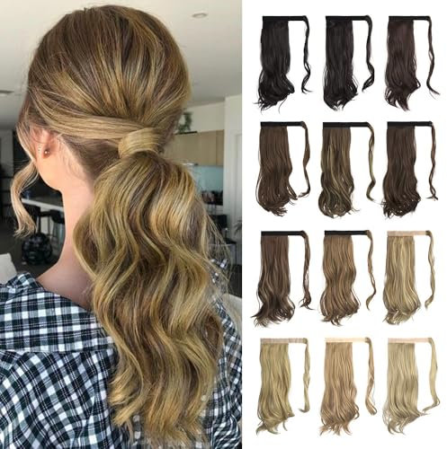 Sofeiyan Pferdeschwanz Haarteil Lockig Haarverlängerung Extension Pferdeschwanzverlängerung Synthetisches Natürliches Gewelltes Haarteil Wrap Around Pony Tail Hair Extensions 38cm