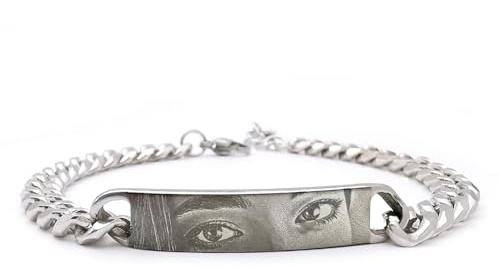 ALMENDRA Bracciale con foto occhi fidanzati con fotografia personalizzata da uomo incisa braccialetto incisione nome frase inciso scritta regalo