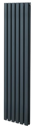 Radiador De Columna Ovalada 1600mm x 360mm Vertical | Gris Antracita | Acero | Montado en pared | Kit de fijación y soportes + Cepillo de limpieza GRATIS | Calefacción estufa calefactor