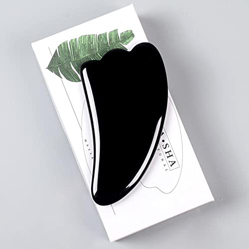 Haussammlung Schwarzer Obsidian-Werkzeug, Gesichtsroller, Gua-Sha-Werkzeug-Sets, Naturstein-Kristall-, Massage, Guasha-Werkzeug und Box