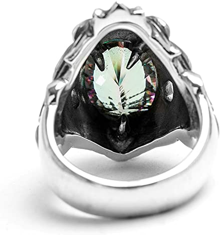 KnSam Ringe Sterlingsilber, Löwe Form Ringe Silber Jungs für Herren, Biker Hip Hop Ring mit Zirkonia Lila Oval Form, Gr.57 (18.1), Echtsilber