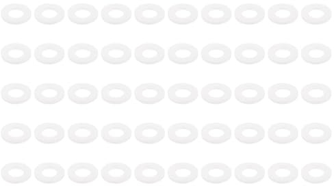 PATIKIL Nylon Flat Washers 10mm ID 20mm OD 2mm Thick M10 Hard Plastic Round Sealing Flange Gaskets-Applications for Machinery Electronics -[Qty 50 White]