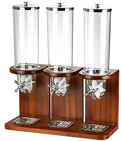 Dry Food Cereal Dispenser, Airtight Kitchen Storage with wood base(per can 4L), Can Hold Nuts, legumes, Candy, Snacks, for Home Office Hotel Commercial Bar
