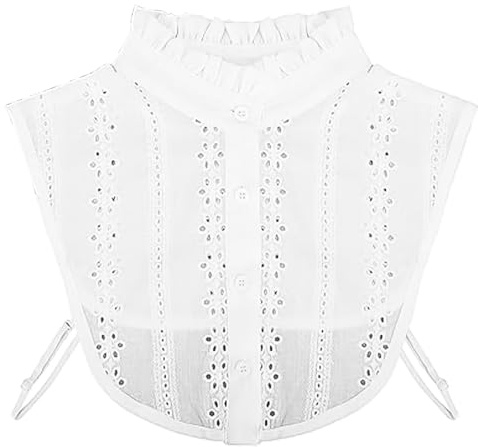 Sarini Colletto Pizzo Staccabile Donna Bavero Falso,Collana Girocollo,Camicia con Volant Fittizio Vittoriano Bianco,Lupetto Top Maglioni,Abiti Senza
