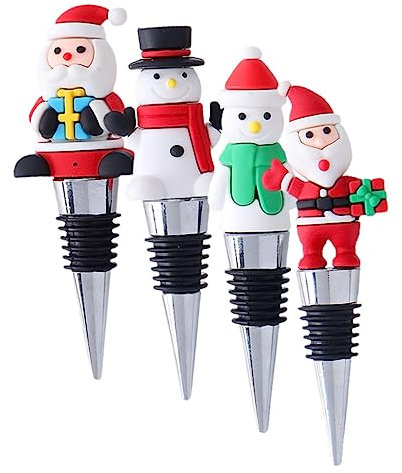 RORPOIR 4pcs Christmas Bottle Set Red Wine Bottle Stopper Blank Beer Coolers Wine Vacuum Wine Bottle Stopper Kit Portable Wine Bottle Stopper Wine Stopper Xmas Beverage Stopper