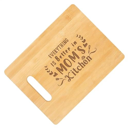Bloc de boucher en bois de 28 x 21 cm, bloc de boucher en bois pour cuisine, planche à découper en bois gravée, planche à découper personnalisée, planche à découper en bois avec poignée, cadeau pour