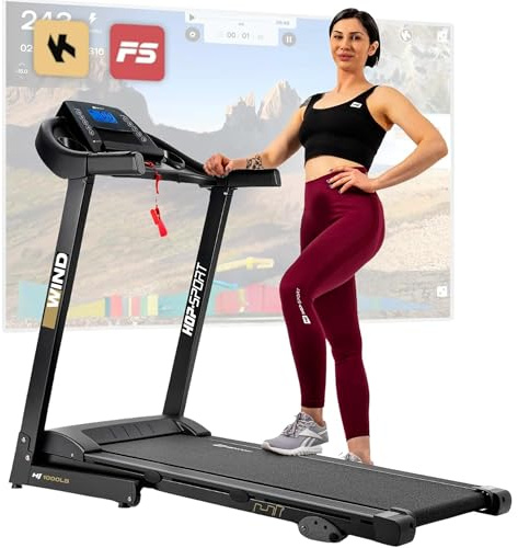 Hop-Sport Laufband für Zuhause HS-1000LB, elektrisch & klappbar, 0.8 bis 14 km/h, Motor: 2,0 PS, Transportrollen, bis 150 kg