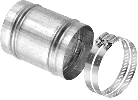 PATIKIL 80mm/3 Duct Connector, Galvanized Steel Duct Coupling Vent Coupler Dryer Pipe Coupling Hose Extension Connector with Duct Clamps for HVAC Exhaust Fan Vent Systems, 4 Long
