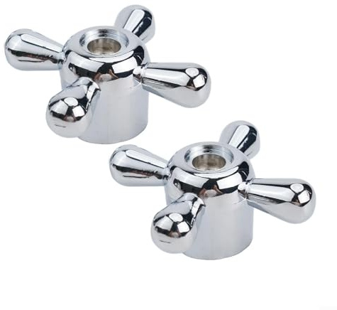 2-Pack Faucet Handle Replacement Kit 8mm Diameter 20 Teeth Valve Core Alloy Knobs for Kitchen Bath Sink