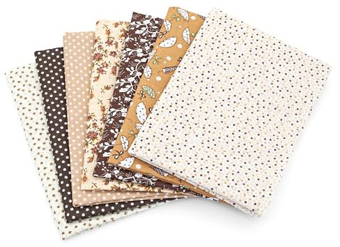 Faden & Nadel Stoffset: 7 Patchwork Stoffe, 100% Baumwolle, 50 x 50 cm, braun