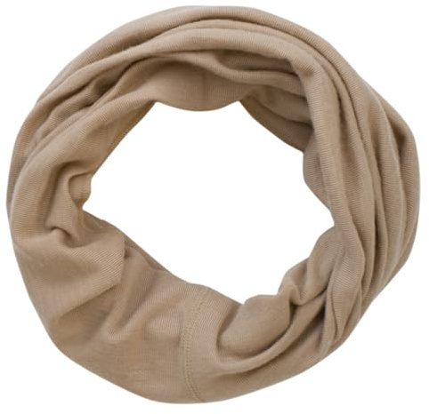 Lilano Natur Bio Wolle-Seide Schlauchschal, 70% Wolle 30% Seide, Unisex Loop-Schal für Sport und Freizeit (Sand, 49 x 27 cm)
