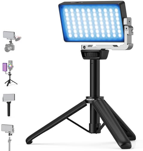 NEEWER Lampe Vidéo RGB 12W, Panneau LED pour Streaming, Selfie, 2500K-10000K CRI97+, Contrôle App/2.4G, Batterie 4300mAh, Support de Bureau pour Vlogging, Enregistrement Vidéo, Podcast, SL90