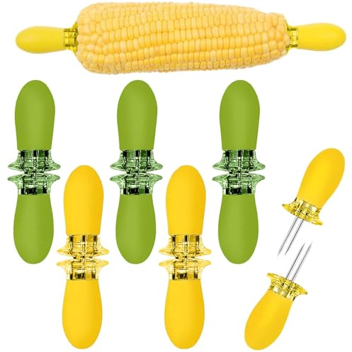 12 Stück/6 Paar Maiskolben Spieße, Edelstahl Mais Spieße, Fruit Forks, Maiskolben Halter Grillzubehör, für Zuhause Grillen, Kochpartys, Camping