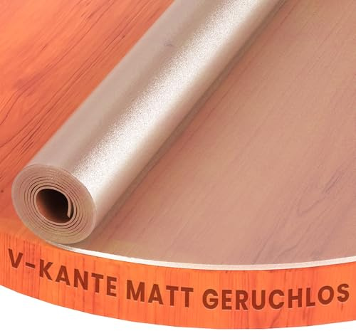 Transparente Folie abgeschrägte V Kante, leicht mattiert Schutzfolie Tischschutz Tischdecke Rund 80 cm Schutztischdecke Maschinenzuschnitt