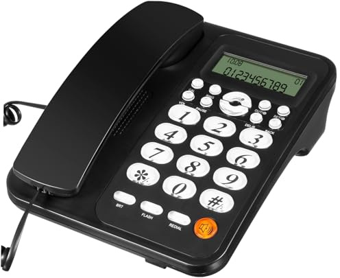 QUMIIRITY Telefono Tavolo con Chiamante e Cablato Ergonomico e Prestazioni per Anziani e Uso Domestico