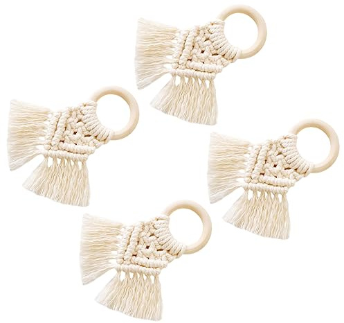 Alipis 4 Piezas Anillos de Servilleta Tejidos Mano Rural de Decorativos y Ligeros para Mesa Elegante