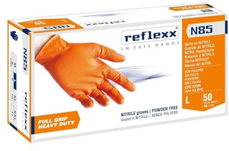 Generico 500 Guanti in nitrile ARANCIONI SP - FULL GRIP - pacco da 500 PZ - VARIE TAGLIE OFFERTA - USO PESANTE PER MECCANICI CARROZZIERI (L)