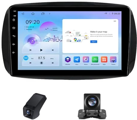 CarPlay&Android Auto Autoradio 2Din,per Mercedes Benz Smart Fortwo 3 C453 A453 W453 2014-2020 ricevitore multimediale digitale da 9pollici radio 2DIN con schermo telecamera posteriore(NF-6)