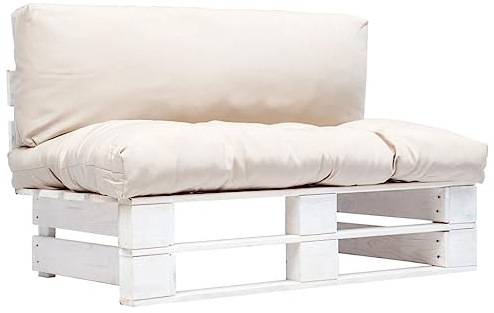 Teenpull Garten-Palettensofa aus kesseldruckimprägniertem Kiefernholz, 110x66x65cm, wetterfestes Outdoor-Loungesofa mit sandfarbenen Kissen für Terrasse, Balkon & Wohnzimmer