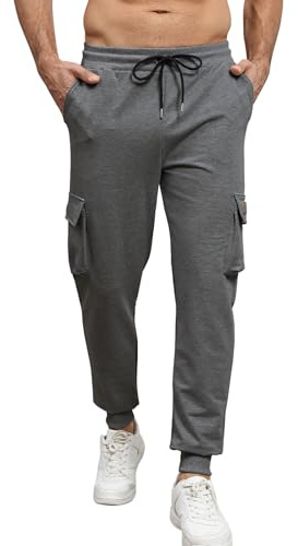 Curluriy Pantaloni Jogging Uomo Pantaloni Cotone Sportivi ccon Tasche e Vita Elastica con Cordino Regolabile Autunno Inverno