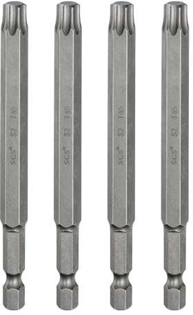 sourcing map 4 punte per cacciavite Torx T45 da 1/4 di pollice con codolo esagonale da 100 mm di lunghezza, magnetiche, senza foro, a prova di manomissione, a 6 punti, cacciavite a stella in acciaio