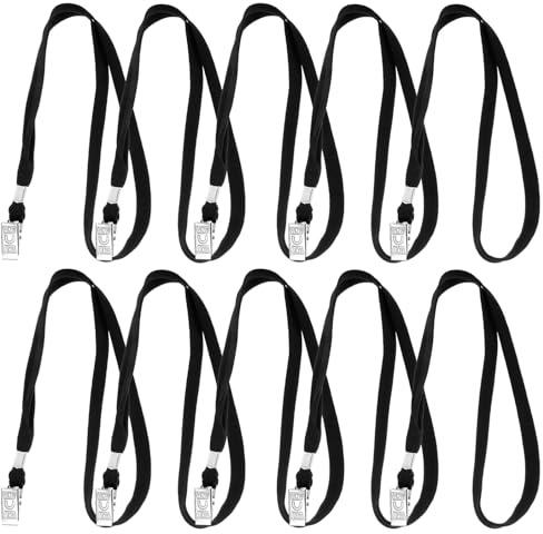 MOTHNUR 50 Stück Badge Lanyards aus Robustem Schwarzem Baumwollseil mit Metallclip Wiederverwendbare Praktische Ausweishalter für Arbeit Messe Büro und Outdoor anwendung Bequemer