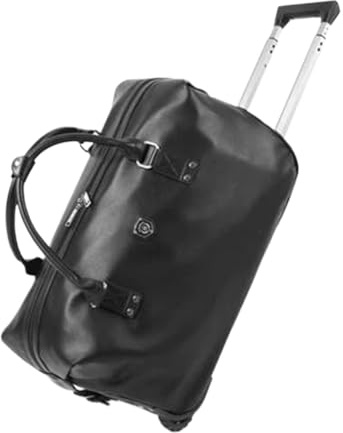 Damen-Reise-Trolley, Reise-Handtasche mit Rollen, 20 Zoll, 22, Leder-Reisegepäcktasche, Handgepäck FüR Urlaub Sport(22 inch Black)