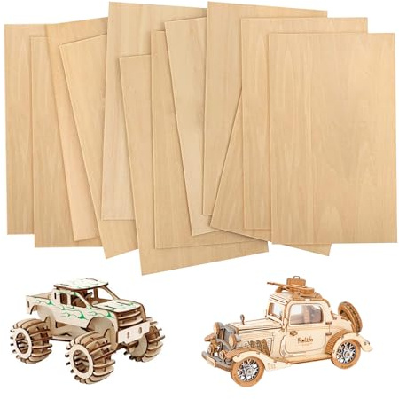 12 Stück Bastelholz, Sperrholzplatte 2mm Holzplatten zum Basteln 300x200mm Sperrholz Spanplatte für Laserprojekte DIY Modell Kunst Handwerk Gemälde