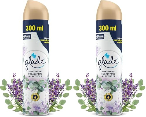 Glade Duftspray für langanhaltende Frische in allen Räumen, Lufterfrischer Spray, Eukalyptus & Lavendel Duft, 2er Pack (1 x 300 ml)