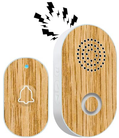 Tuxuseo Campanello Wireless per Casa, Suoneria Elettrica In Legno A Lunga Distanza E Forte, Campanello Senza Fili Per Appartamento Con Suoneria, Per Anziani, Bambini, Cucina, Camera Da, Ingresso,