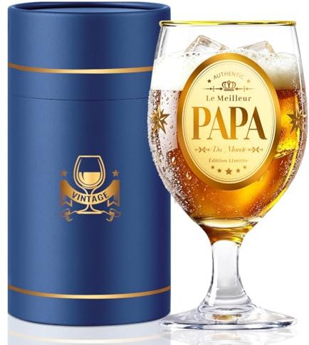 LOVECENTRAL Cadeau Papa, Verre à Bière Fete des Peres, Idee Cadeau Homme Original Personnalisé Anniversaire Noel
