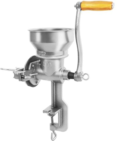 Macinino manuale per cereali, in ghisa, per farina d'avena con spremiagoli, apertura di riempimento da 9 cm, morsetto a C, 0,5 kg, macina papavero, per caffè, noci e mais