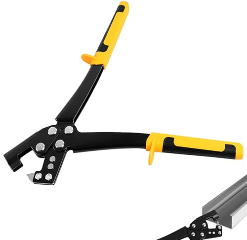 Alicates de Engaste de Perfiles 310 mm, Crimpadora para Pernos de Acero, Herramienta para Montantes y Carriles de Tabiques Secos con Mango Antideslizante